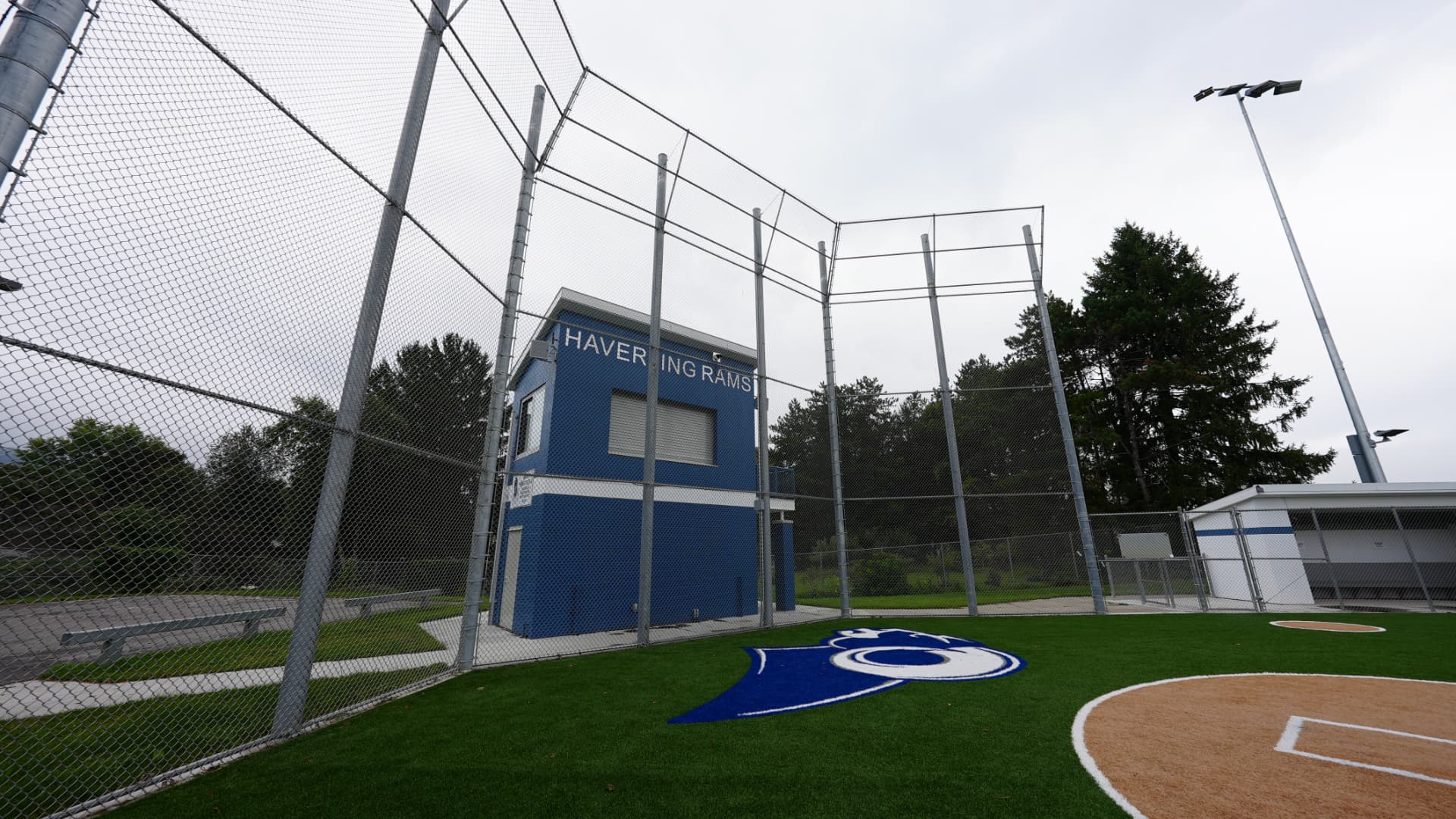 Haverling Rams press box and backstop at the Bath Central baseball field